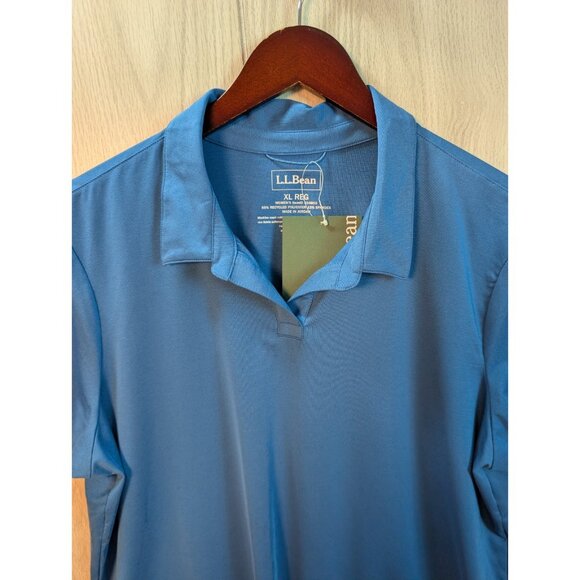 New LL Bean Women's Relaxed Fit Premium Double L Polo Shirt Blue Water XL - Picture 2 of 7